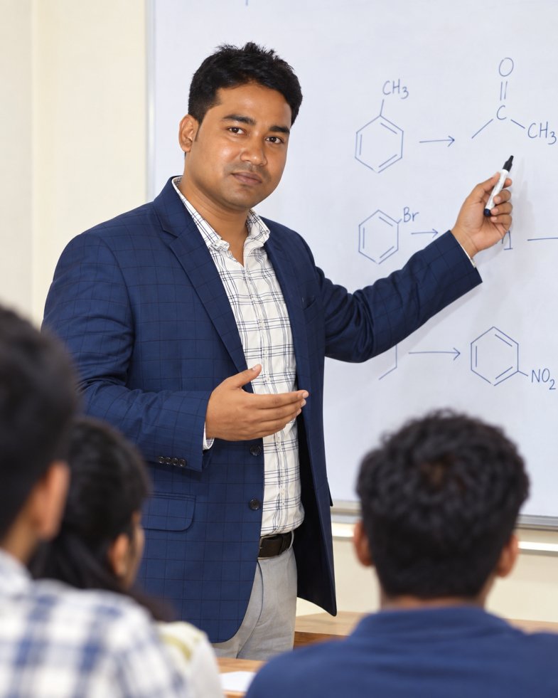 Pratik Ghosh Sir teaching Chemistry in a classroom